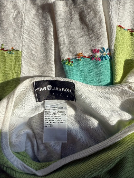 Sag Harbor Sweaters - Vintage, Y2K, embroidered & beaded women’s sweater, 100% cotton